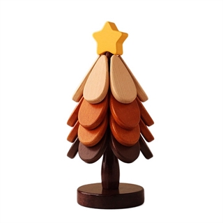 Juletræsformet bordskåner i træ med stjernetop